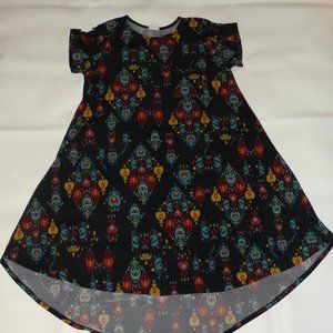 LuLaRoe Carly Dress, size L, Blue/Gold/Burg/Green